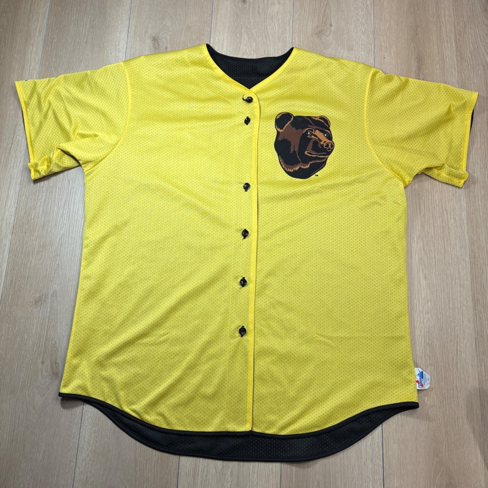 Majestic Boston Bruins Pooh Bear Reversible Baseball Jersey Yellow Black XL 90s